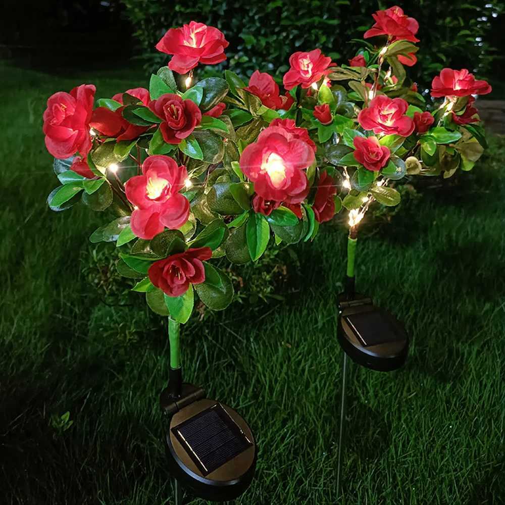 Solar Light LED Azalea Solar Flowers Lamp Outdoor Decorative for Garden Yard Lawn Path Lighting Holiday Wedding Decor XJ250606