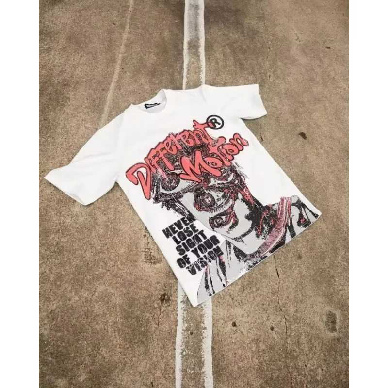 American fashion niche design letter print graffiti dark Y2K Gothic short sleeve T-shirt punk high street hip-hop couple loose X250607