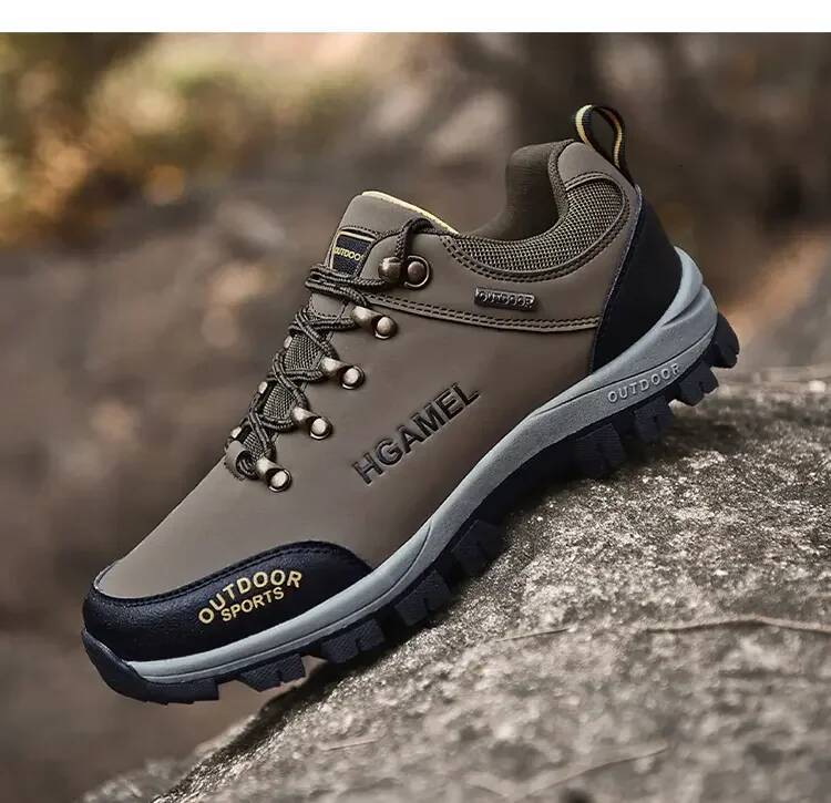 Ddmyoutdoor Black Leather Boots Sports Flat Outdoor Comfortable Sneakers Men Winter Shoes Water Proof Hiking Man Footwear Outdoor Shoes