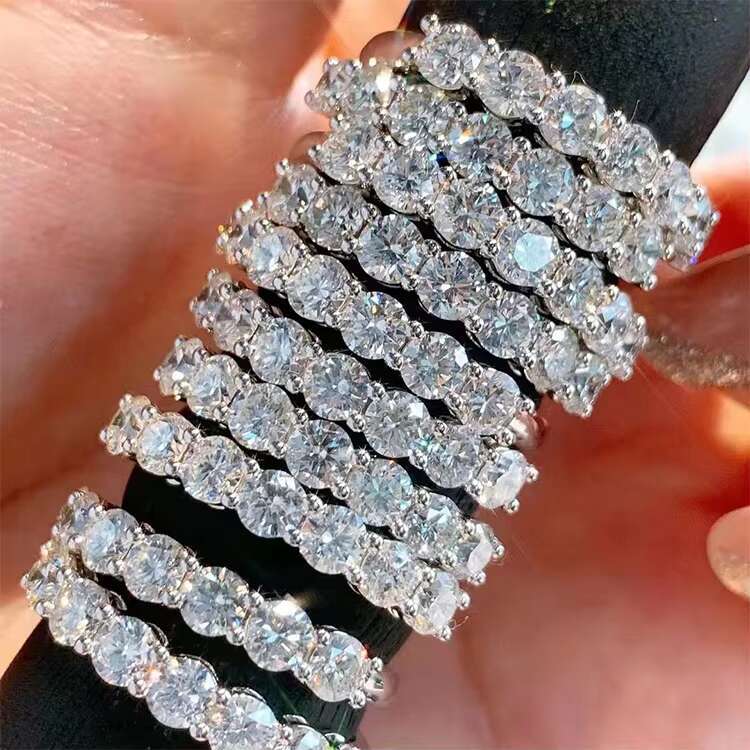 Luxury Real Yellow Gold 18K Ring Valentines Day Present Round and Marquise Diamond Ring