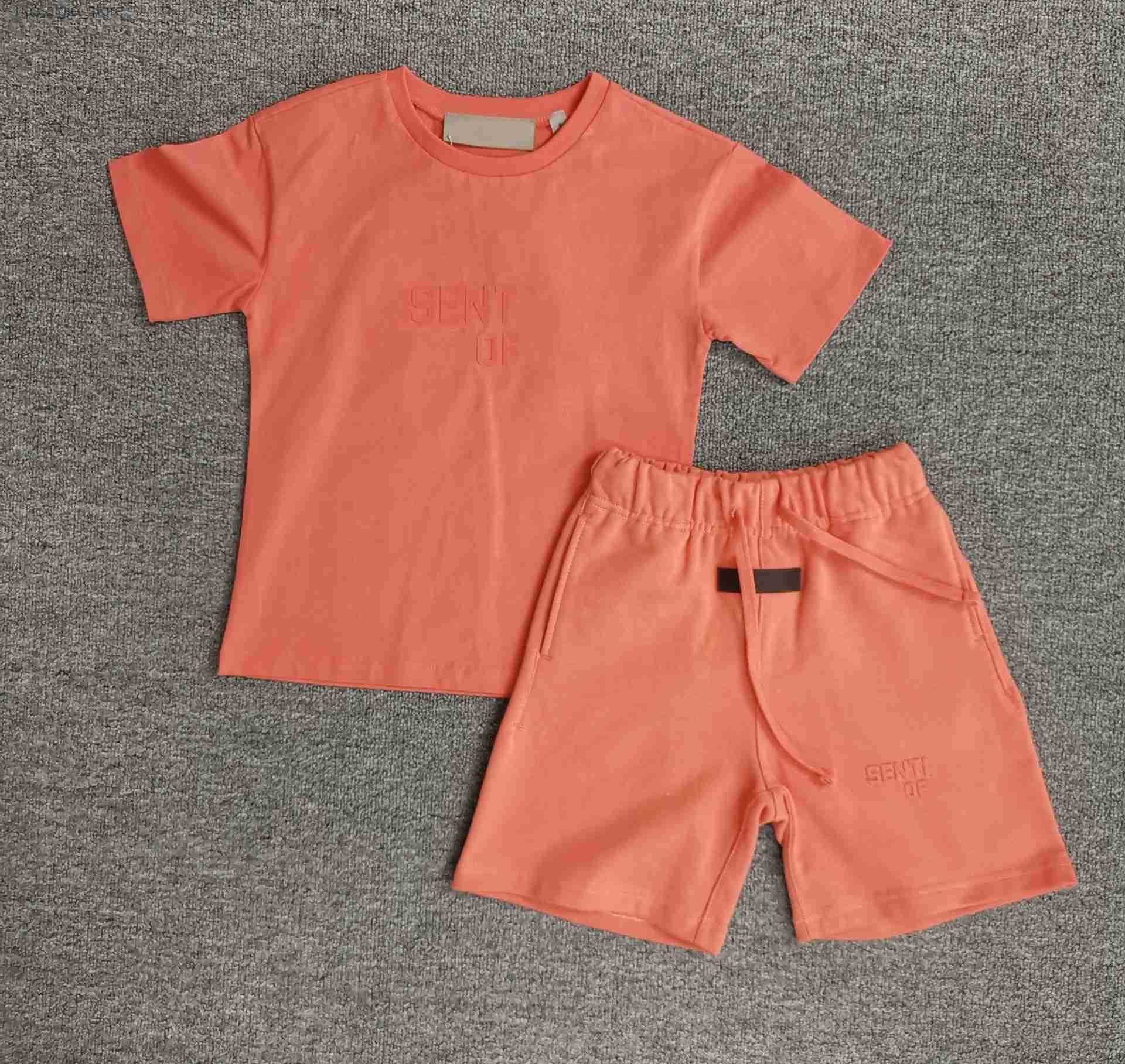 Short And T Shirt Set Kids Lightweight Cotton Summer Outfit - Letter Print Tee and Shorts for Playtime Fun y250607MSEW