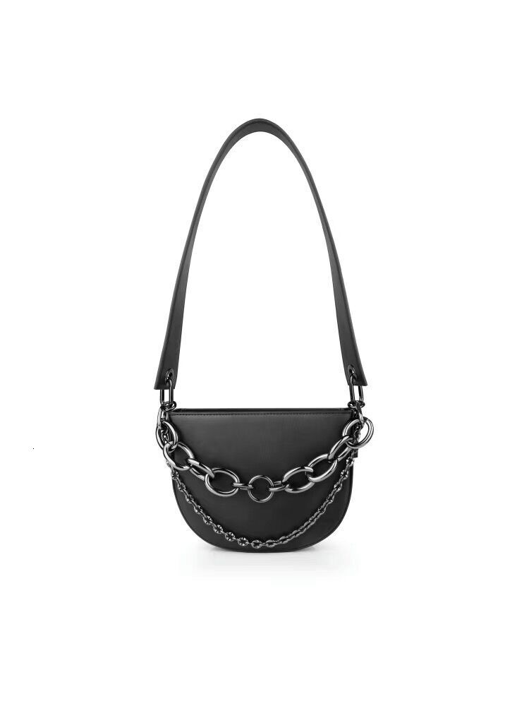 designer Half-Moon Saddle Bag for Women 2025 New Fashion Trendy Cool Black Chain Bag Ins Niche High-End Crossbody Bag