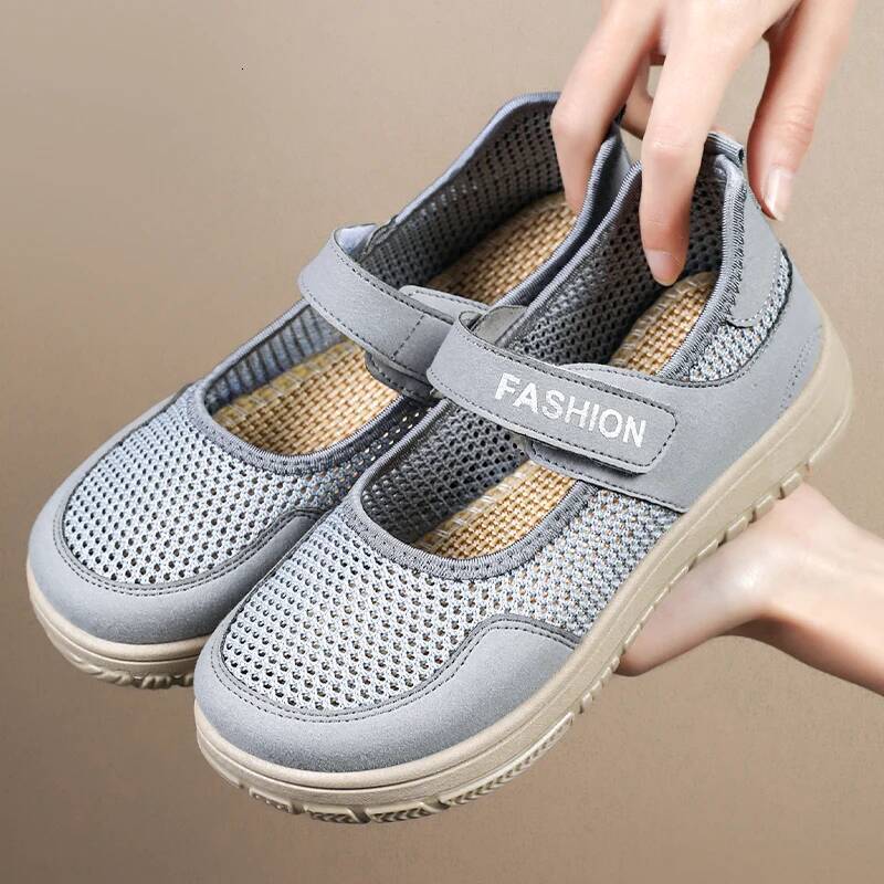 Ddmyoutdoor Ddmyoutdoor Women Summer Mesh Outdoor Flat Bottomed Soft Sole Breathe Cover Wearing Healthy Walking Casual Vulcanized Shoes Outdoor Shoes