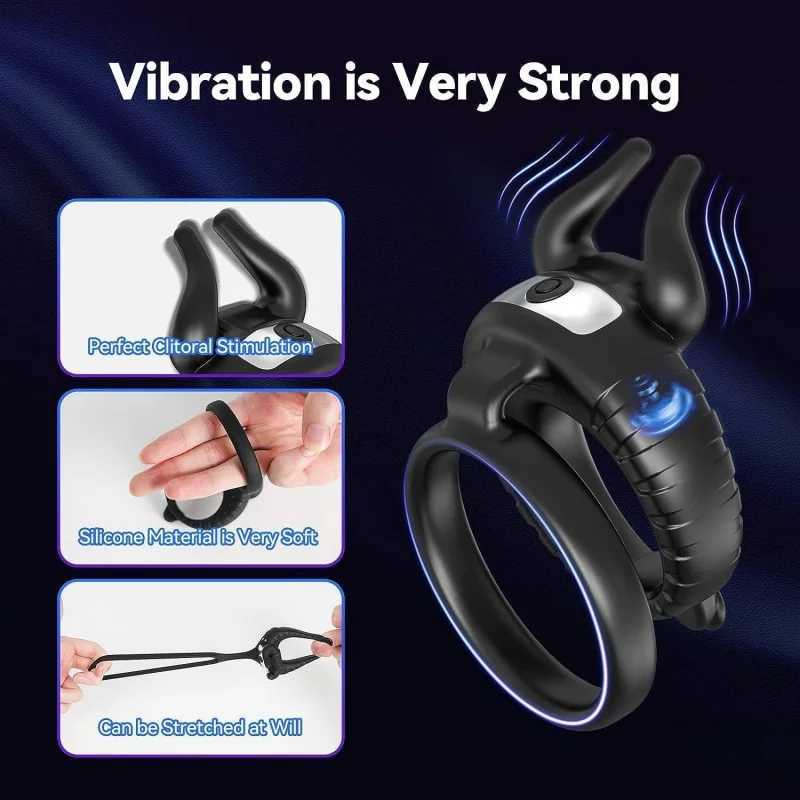 Powerful Male Vibrating Lock Semen Ring Penis Ring Wearable Cock Ring 10 Frequency Vibrator Delay Ejaculation Trainer Sex Toys XJ250607