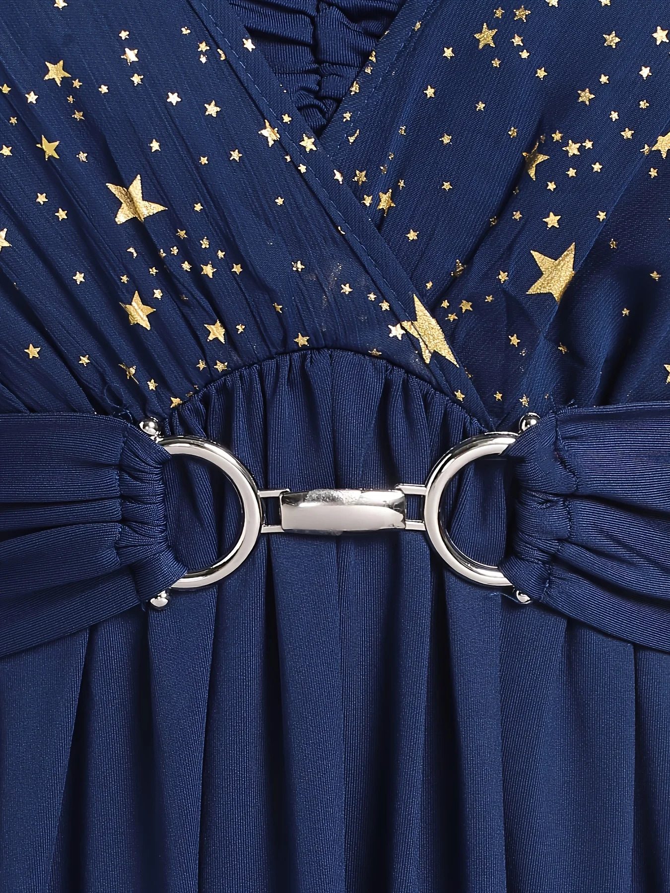 Fashion womens plus size explosions star print button pocket pleats butterfly sleeve elegant temperament dress 250526