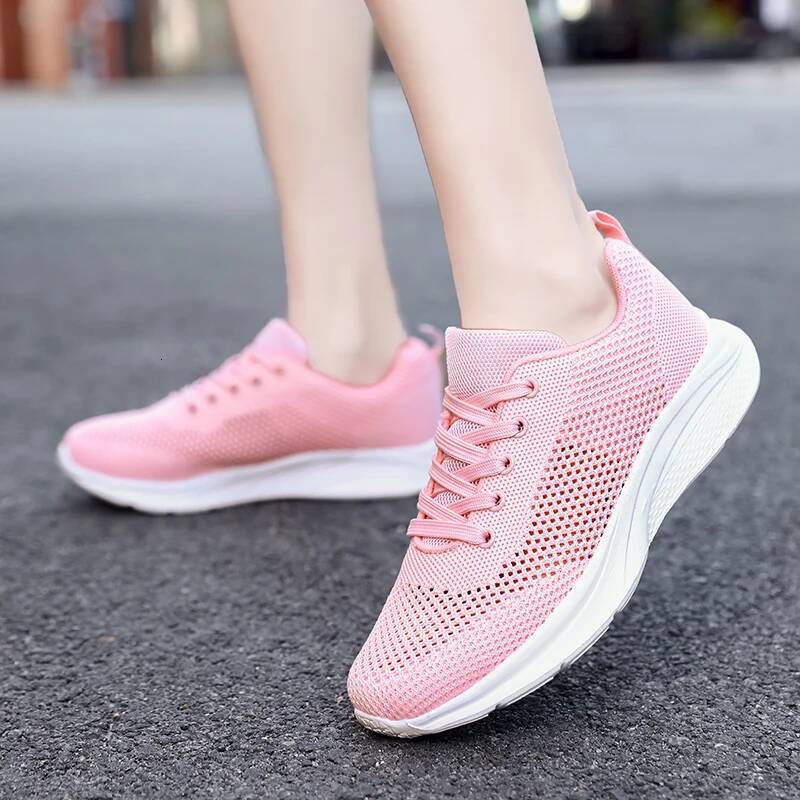 ddmyoutdoor Women Sneakers Summer Hollow Breathable Sports Thick Sole Wear Resistant Lace Up Training Hot Selling Casual Running Shoes Outdoor Outdoor
