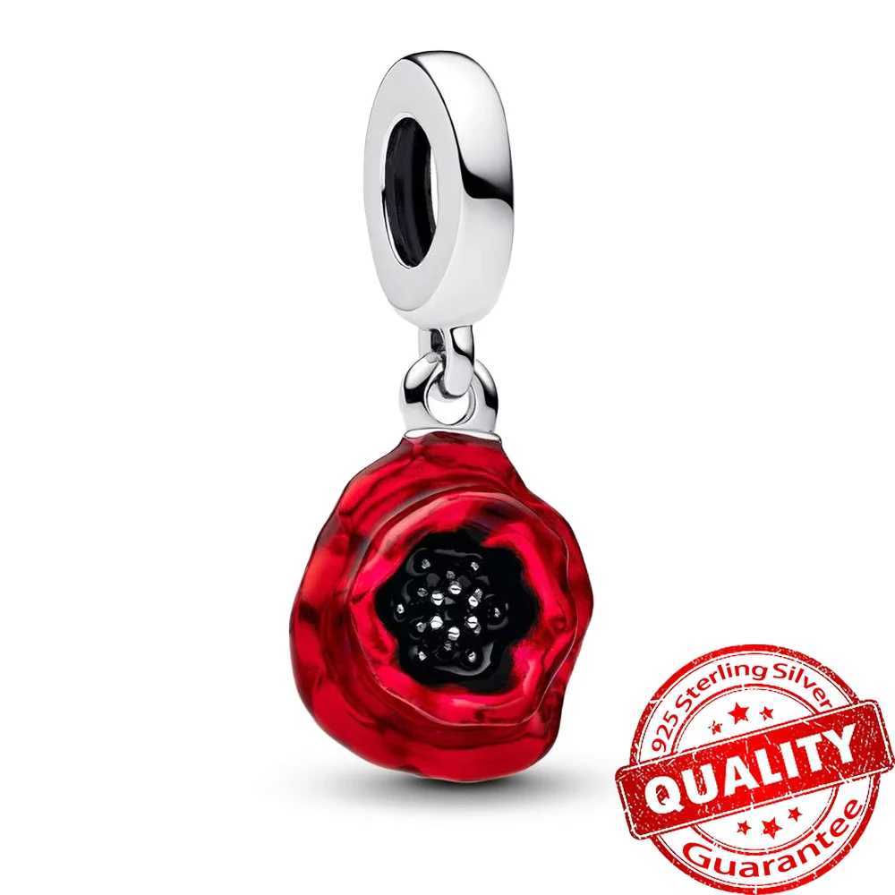 Summer 925 Sterling Silver Ocean Blue Pave Clip Blooming Peach Blood Red Rose Charm Fit Original Bracelet Necklace Jewelry XJ250607