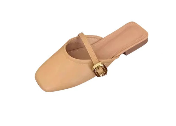 Summer French Gentle Baotou Half Slippers Women Casual Versatile Flat Bottom Shallow Mouth Single Shoes For Women 250603