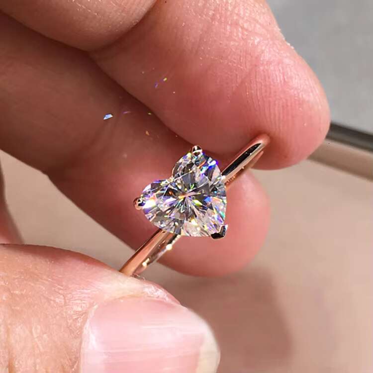 Trendy Jewelry 2023 Women 9K 10K 14K 18k Gold Heart Ring Fine Jewelry Rings