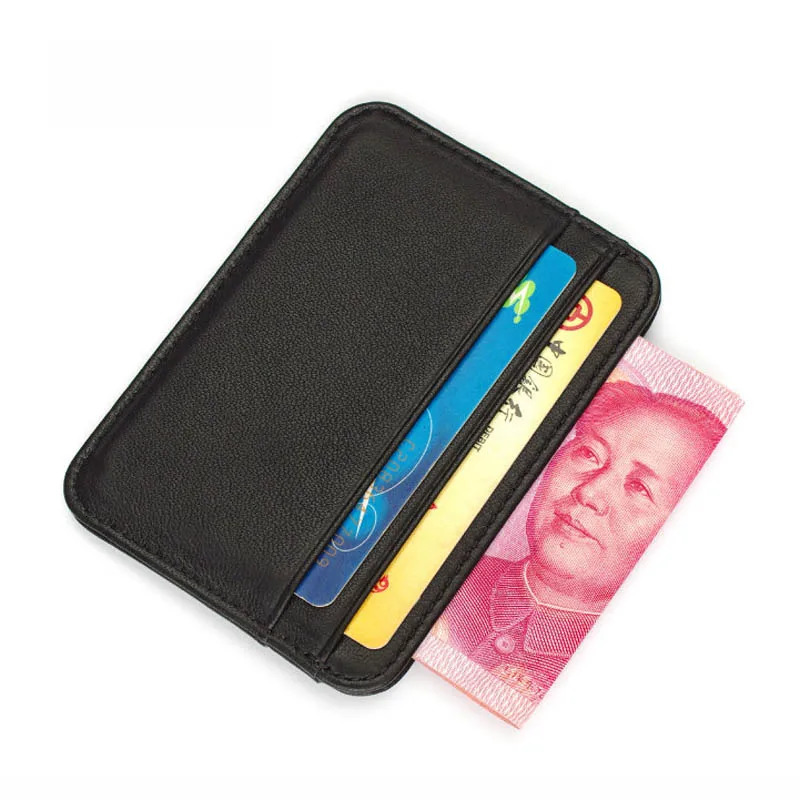 Slim 100% Sheepskin Genuine Leather Mens Wallet Male Thin Mini ID Credit Card Holder Small Cardholder Purse For Man 250605
