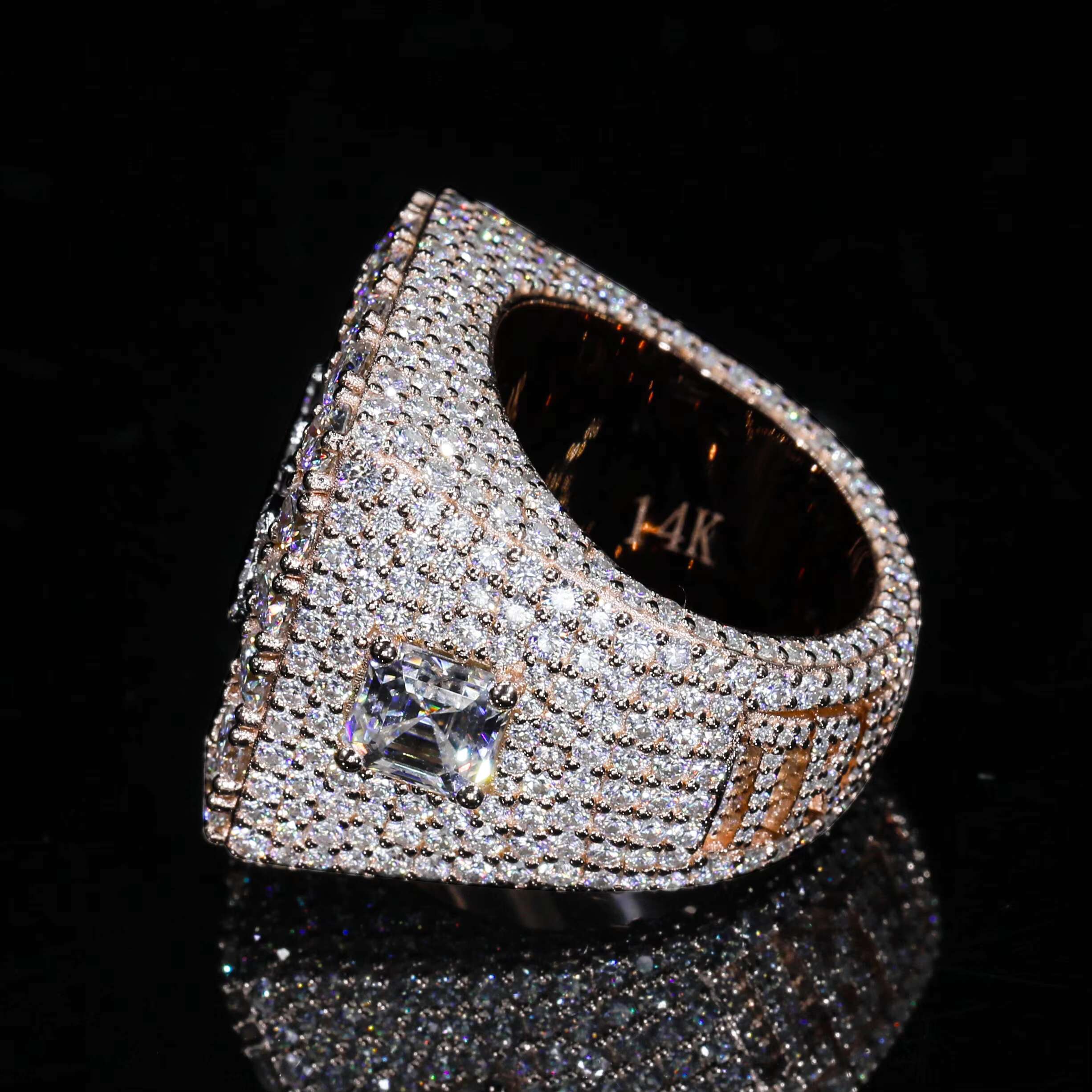 New Design 925 Sterling Silver Diamond Custom Diamond Rings Iced Out VVS Moissanite Hip Hop Men Ring