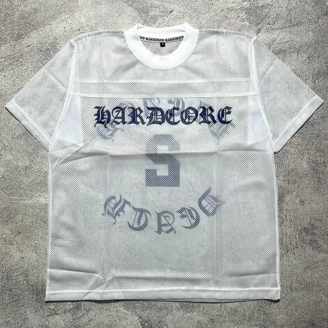 Summer 2025 new Y2K clothing mesh breathable trendy American sports short sleeve hollow loose casual jogging X250607