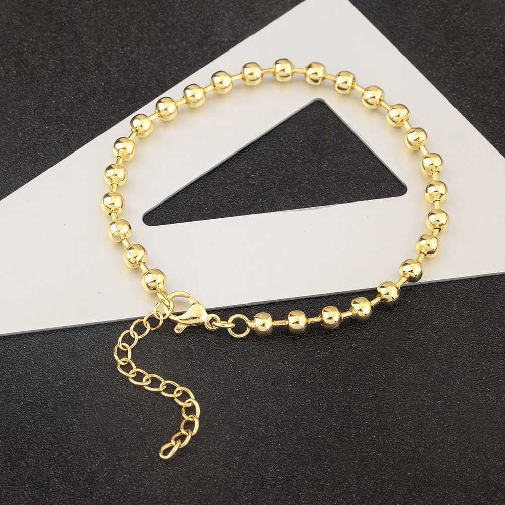 AIBEF High Quality 3/4/6/8mm Copper Round Bead Bracelet Gold Color Women Adjustable Bangle Minimalist Jewelry Accessories Gift W250606