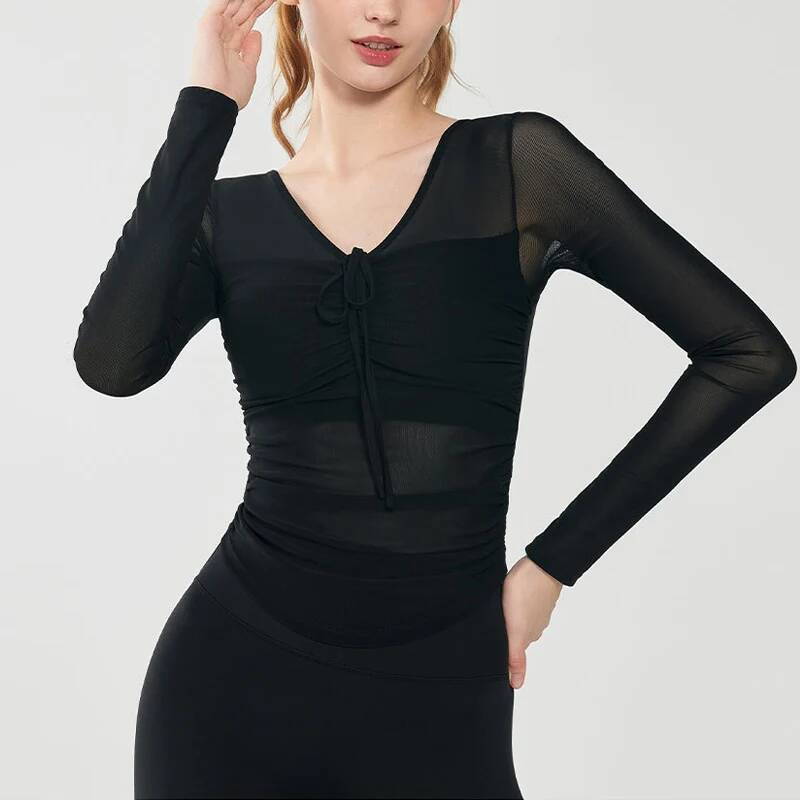 Yoga Suits for Women Spring Summer New Tops with Chest Pads and Long Sleeves Professional Pilates Training Sports Bra