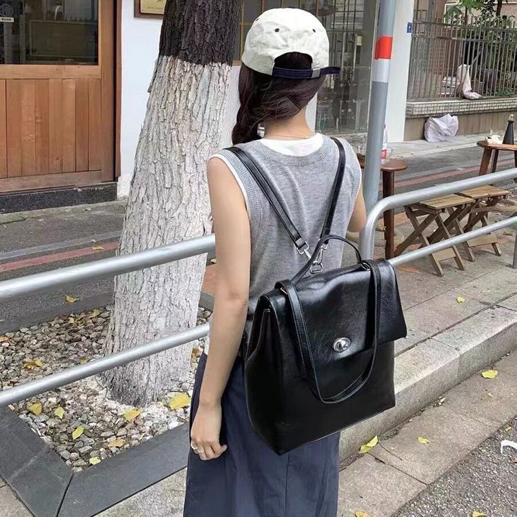 designer Niche High-End Silver Backpack Student Large Capacity Soft Leather School Bag Korean Style Versatile Fashion Shoulder Bag