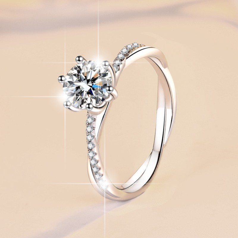 Moissanite Women's Ring with PT950 Plating, Vintage Vine Design, 925 Sterling Silver Wedding Ring, Elegant Engagement Jewelry, Cross-Border Whole