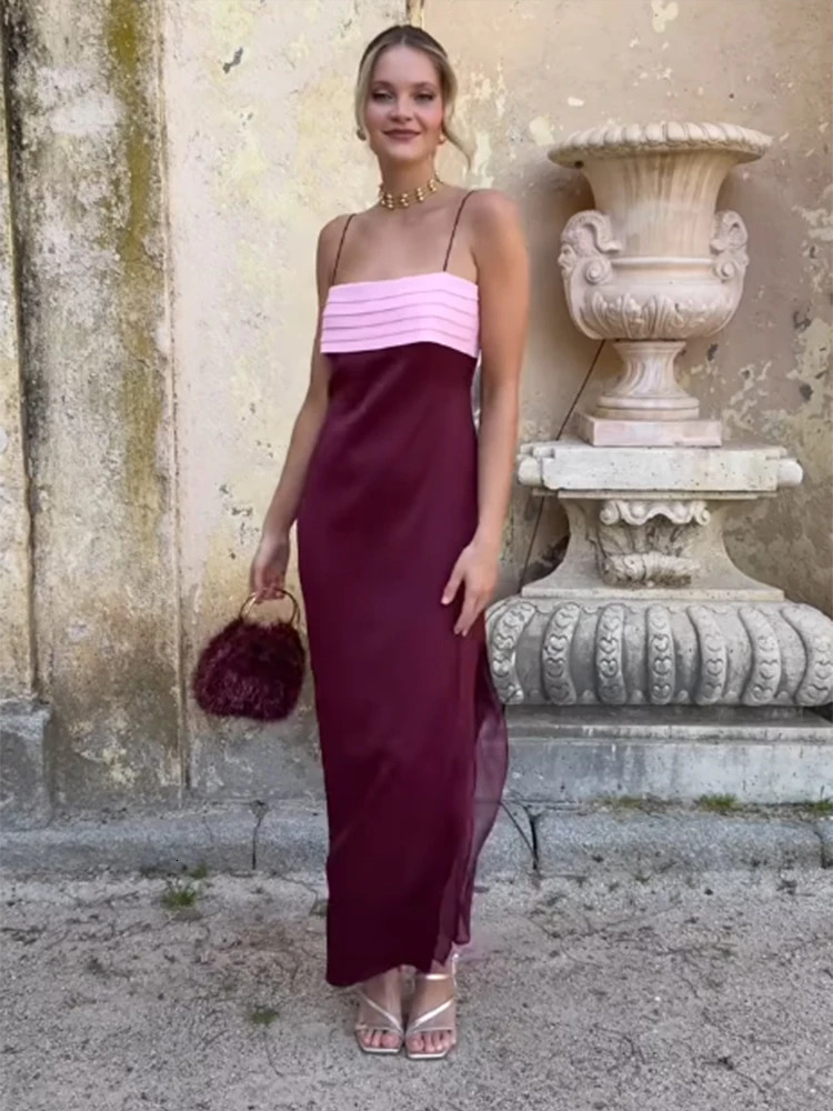 Draped Evening Womens Mermaid Dress Sleeveless Halter Spaghetti Strap Solid Female Dresses 2025 Summer Elegant Chic Lady Robe 250605