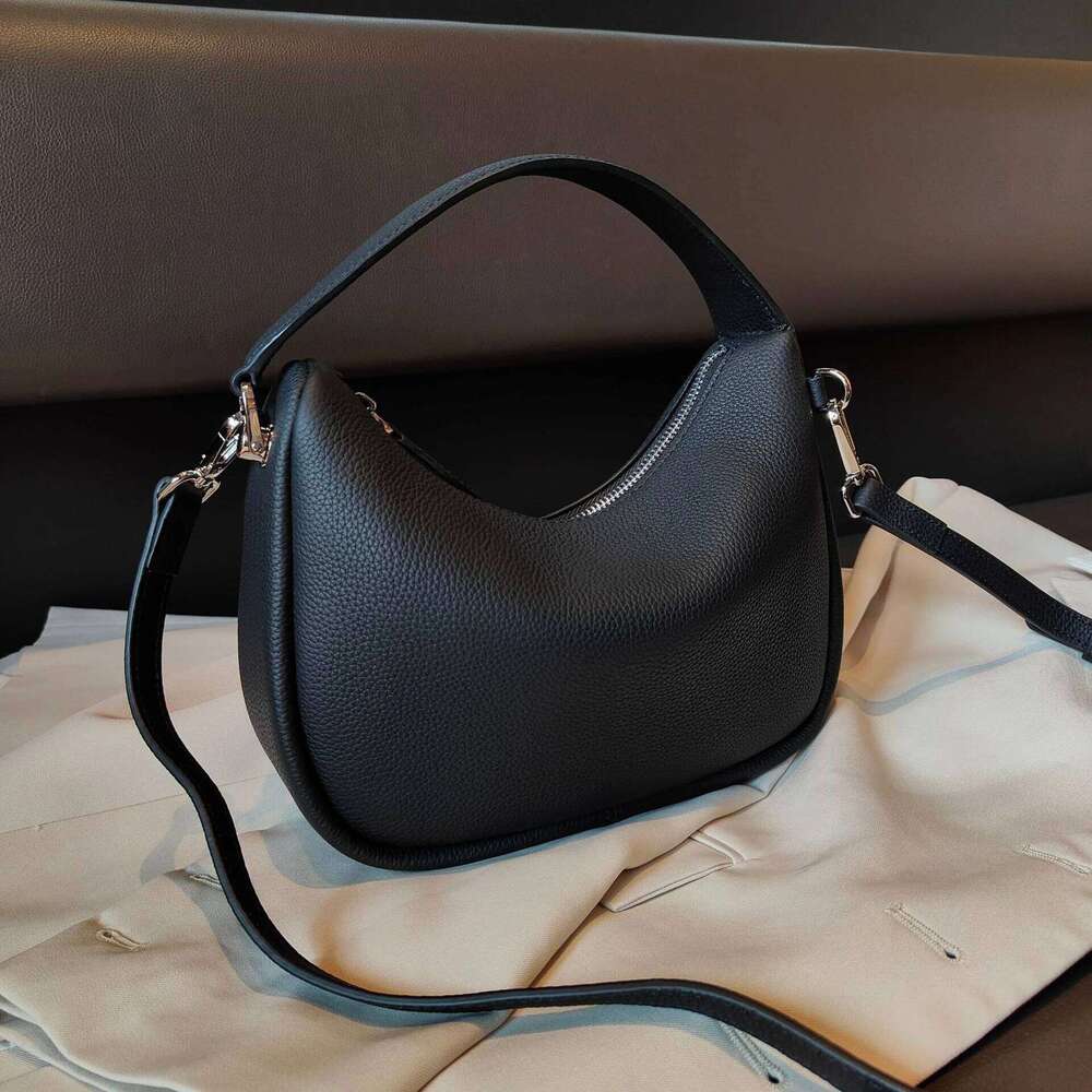 Genuine Leather Women's With Top Layer Of Cowhide A Hand-Held Crescent Exquisite One Shoulder Crossbody Underarm Bag 250608