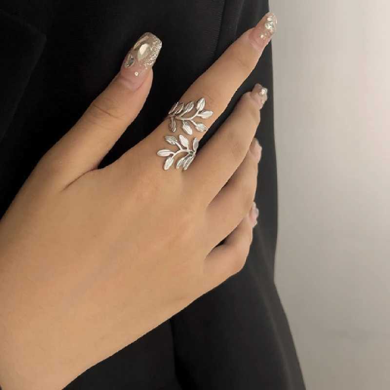 1pcs Forest Leaf Adjustable Stainless Steel Ring W250606