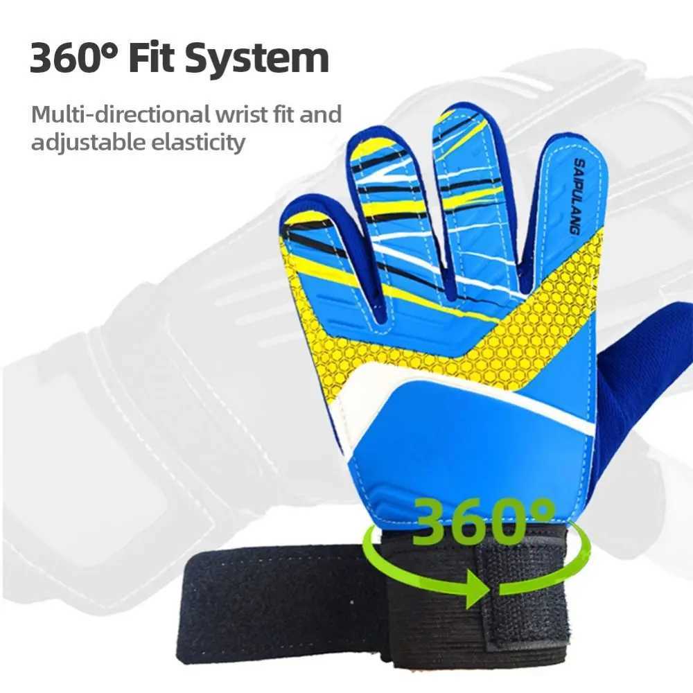 1 Pair Latex Soccer Goalie Gloves Protective Fingers Wear-Resistant Game Goalkeeper Gloves Cushioning AdjustableXJ250606