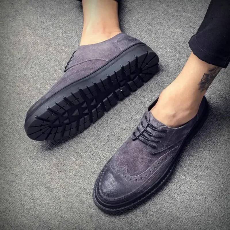 Ddmyoutdoor Brand Fashion Mens Flats Casual British Style Oxfords Business Men Dress Suede Brogue Party Formal Shoes Gh Outdoor Shoes