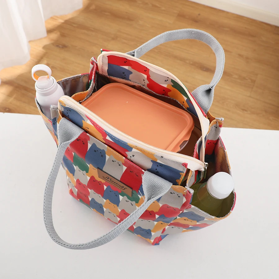 Daily portable outing with rice Oxford cloth insulation lunch bag fashion large capacity waterproof hand carry with lunch 250606