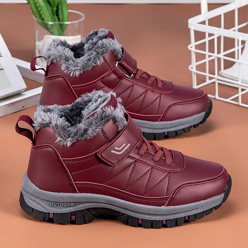 ddmyoutdoor Fashion Men S Winter Snow Waterproof Leather Sport Super Warm Women Boots Plush Comfortable Couple Hiking Shoe Big Size Outdoor Shoes Outd