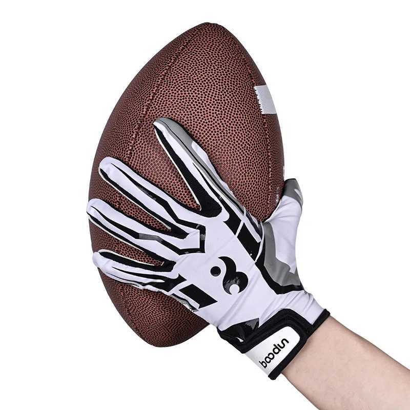 1Pair American Football Rugby Gloves Non Slip Breathable Full Finger Sports Gloves Baseball Soccer Adjustable Wristband Gloves XJ250606