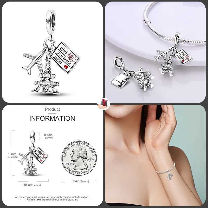 925 Sterling Silver Fashionable Tower Architectural Silver Collection Charm Beads for Brand Original Bracelet DIY Jewelry Gift XJ250607