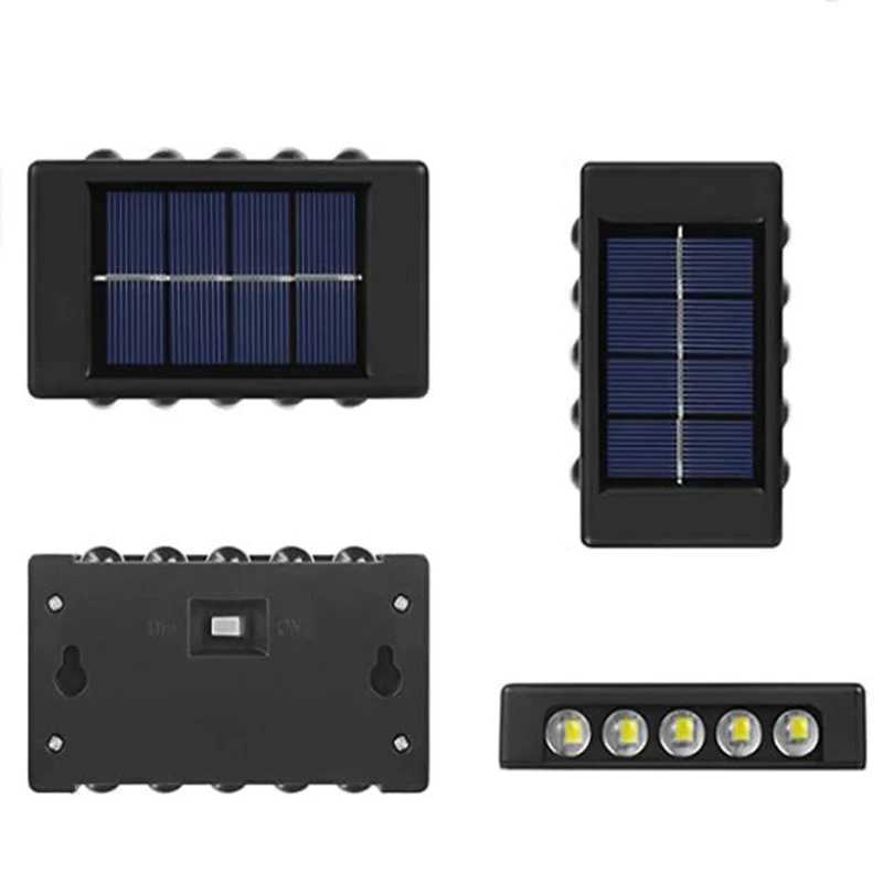 10/8/6/4LED Solar Wall Lamp Outdoor Waterproof Up and Down Luminous Lighting for Garden Fence Decoration Sunlight LightXJ250606