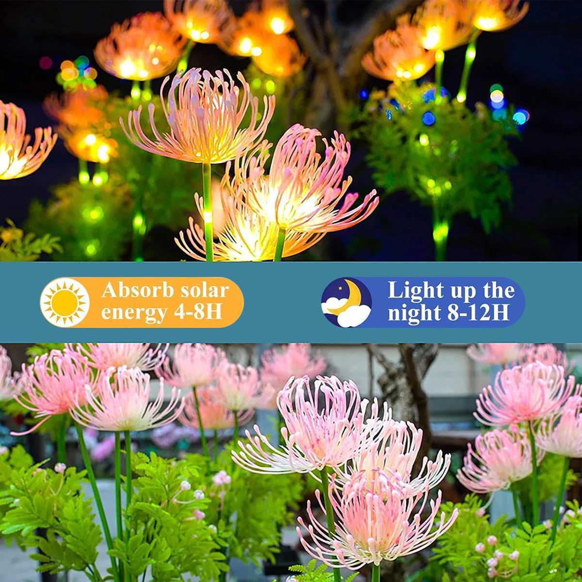 1pc Solar Garden Lights solar shore flower lights solar outdoor LED lights for garden pathway lawn and courtyard decoration. XJ250606