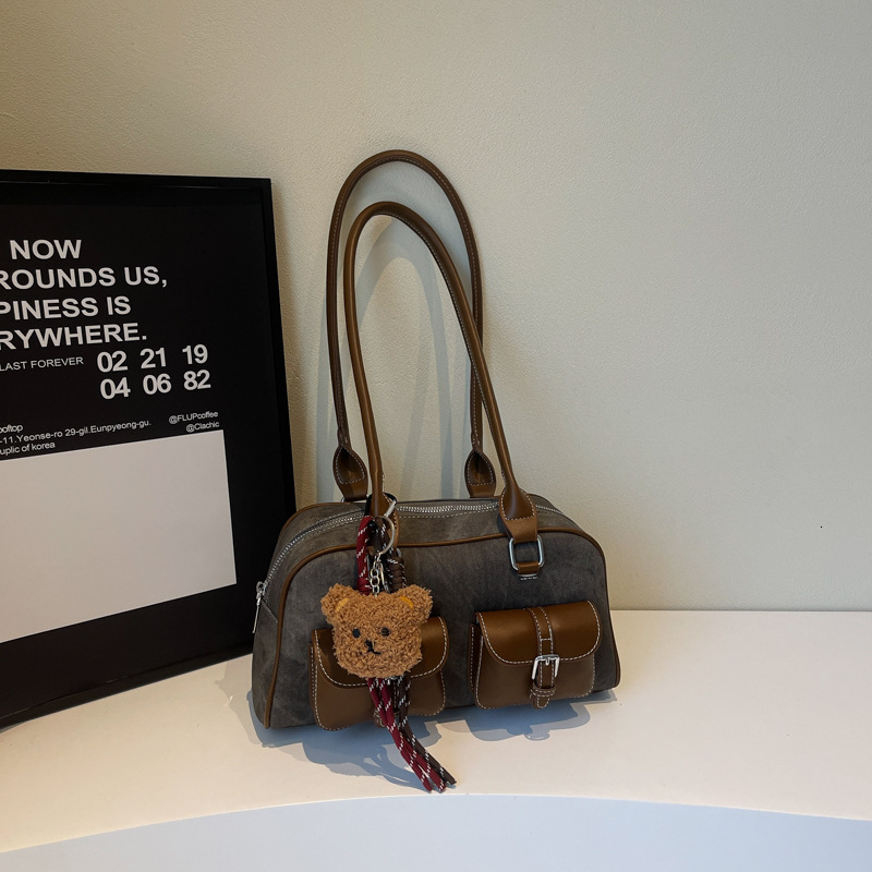 designer High-End Tote Bag for Women 2025 New Trend Color-Block Shoulder Bag Large Capacity Versatile Commuter Underarm Handbag