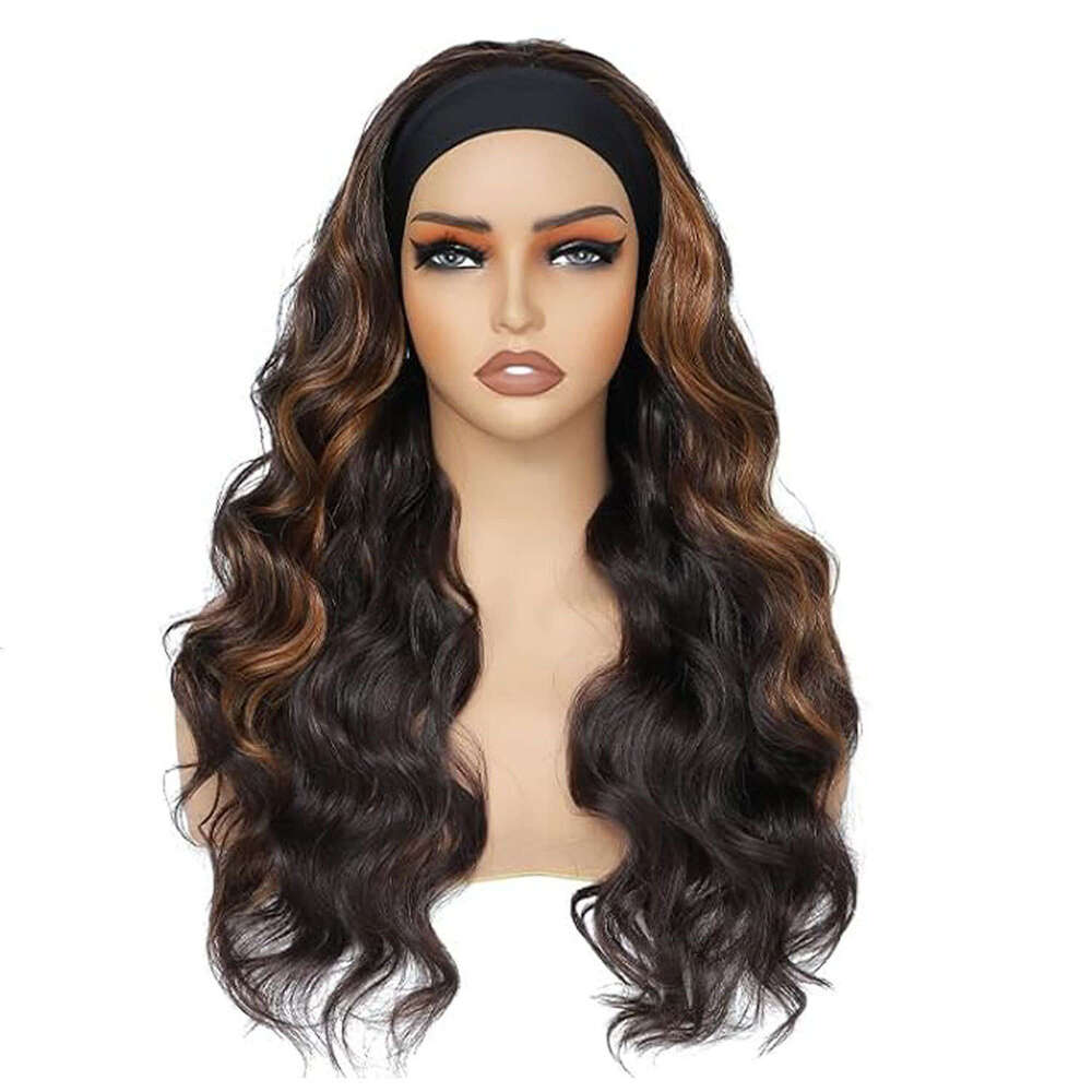 Ice Silk Hairband Fluffy Big Waves Long Curly Synthetic Hair Headband Wig