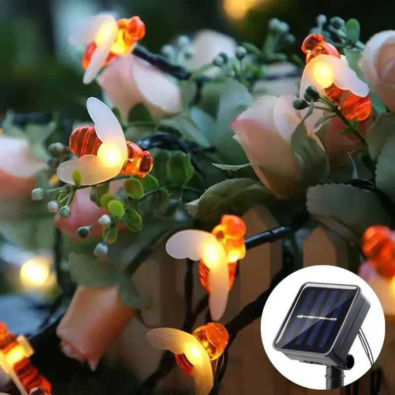 Honey Bee LED Light String Solar Garland Lamp Outdoor Garden Summer Yard Wedding Holiday Party Decoration Landscape LightingXJ250606