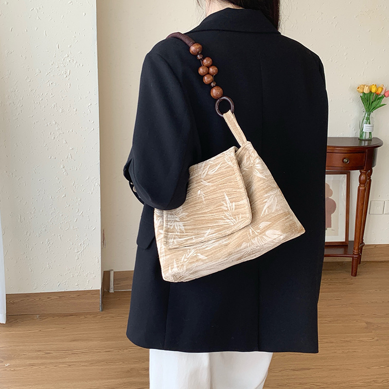 designer Beaded Handbag New Chinese Style Women's Bag 2025 New Trend Original Niche Velvet Underarm Bag Versatile Shoulder Bag