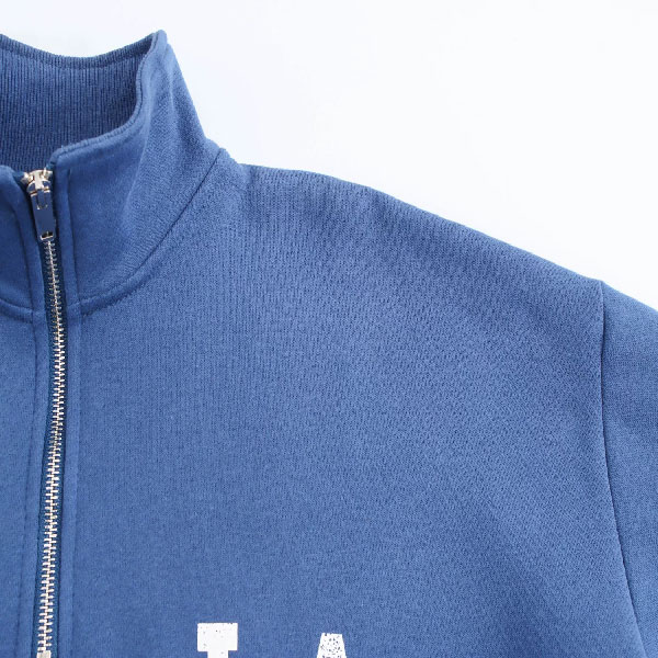 Women's Stand Collar Zip-Up Casual Sweatshirt - Retro Blue Fashion with Moderate Thickness for Spring/Autumn