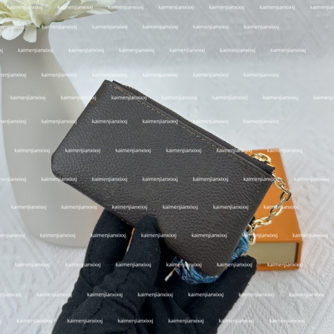 designer wallets bag 6 colors Keychain Ring KEY POUCH coin purse coin pouch Damier leather Credit Card Holder women bag small zipper purses Wallet with box and dust bag