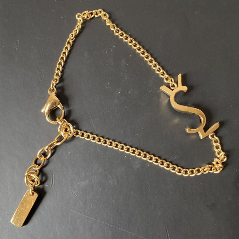 Women Fashion Designer Bracelets Necklace Earrings 18K Gold Plated Simple Letter Stainless Steel Classic Bracelet Luxury Jewelry