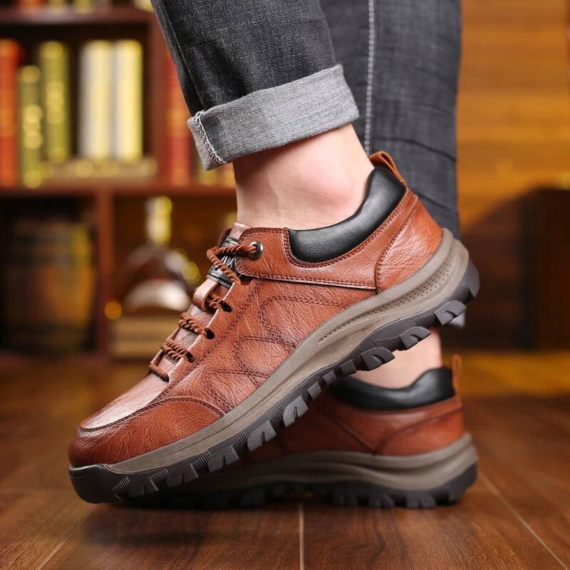 Ddmyoutdoor Men S Casual Leather Winter Warm Thick Sole Comfortable Hiking Shoes Safe Wearable Outdoor Sneakers Erkek Spor Ayakkab Outdoor Shoes