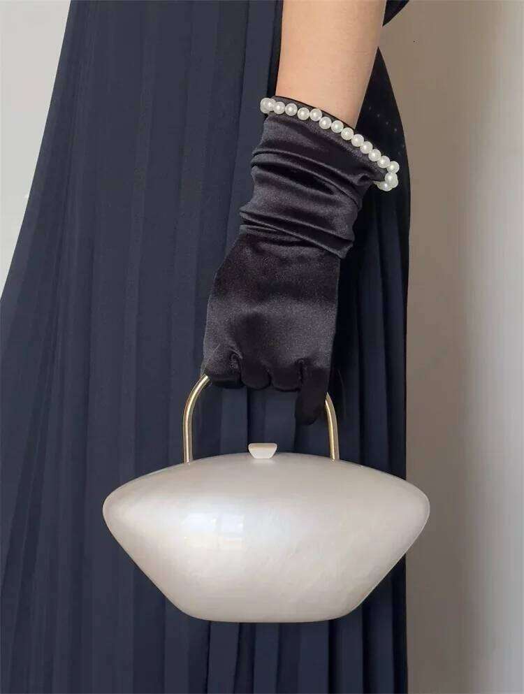 Chic Ivory & Pearl Embellished Shoulder Satchel: A Stylish Addition to Any Outfit