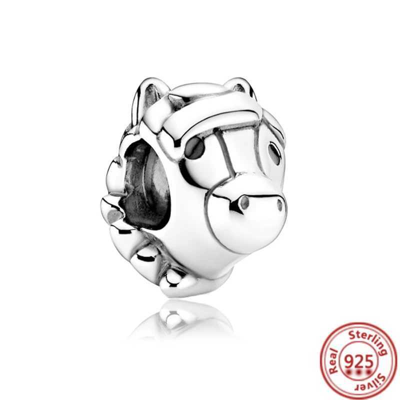925 Sterling Silver Animal Owl Bear Horse Charms Simple Beads Dangle Safety Chain Fit Original Pantaro Jewelry For Women Gift XJ250607