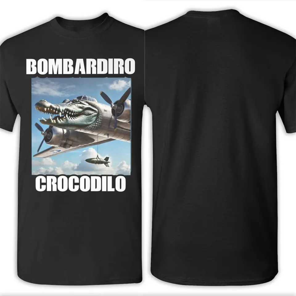 Men Women Print Bomber Crocodile Crocodilo Crocodile Plane Bomber T Shirt T Cotton T-shirts Clothes X250607