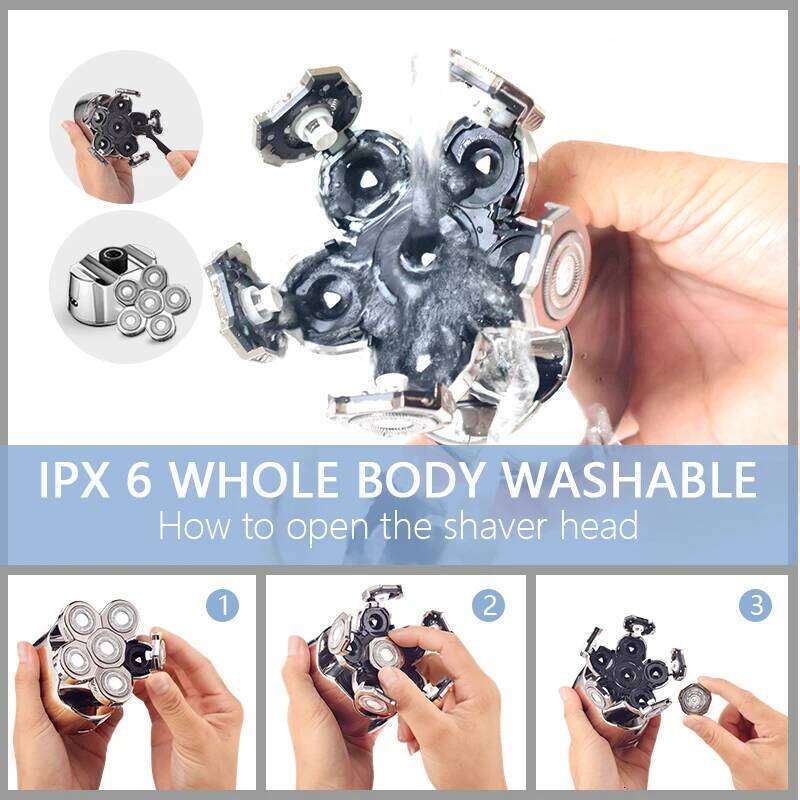 Replacement Men Electric Shaver 6 Cutter Spare Razor Blades Intelligent Floating Extra Head Stainless Steel