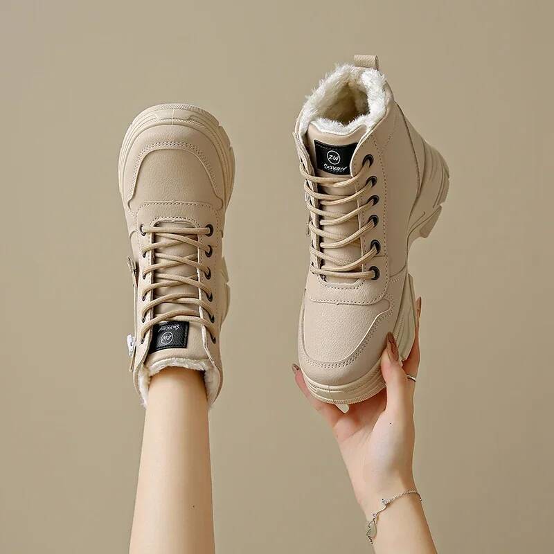 Ddmyoutdoor Womans Women S Winter New Versatile Ankle Short Boots Sport British Thick Bottom With Veet Casual Cotton Shoes Outdoor Shoes