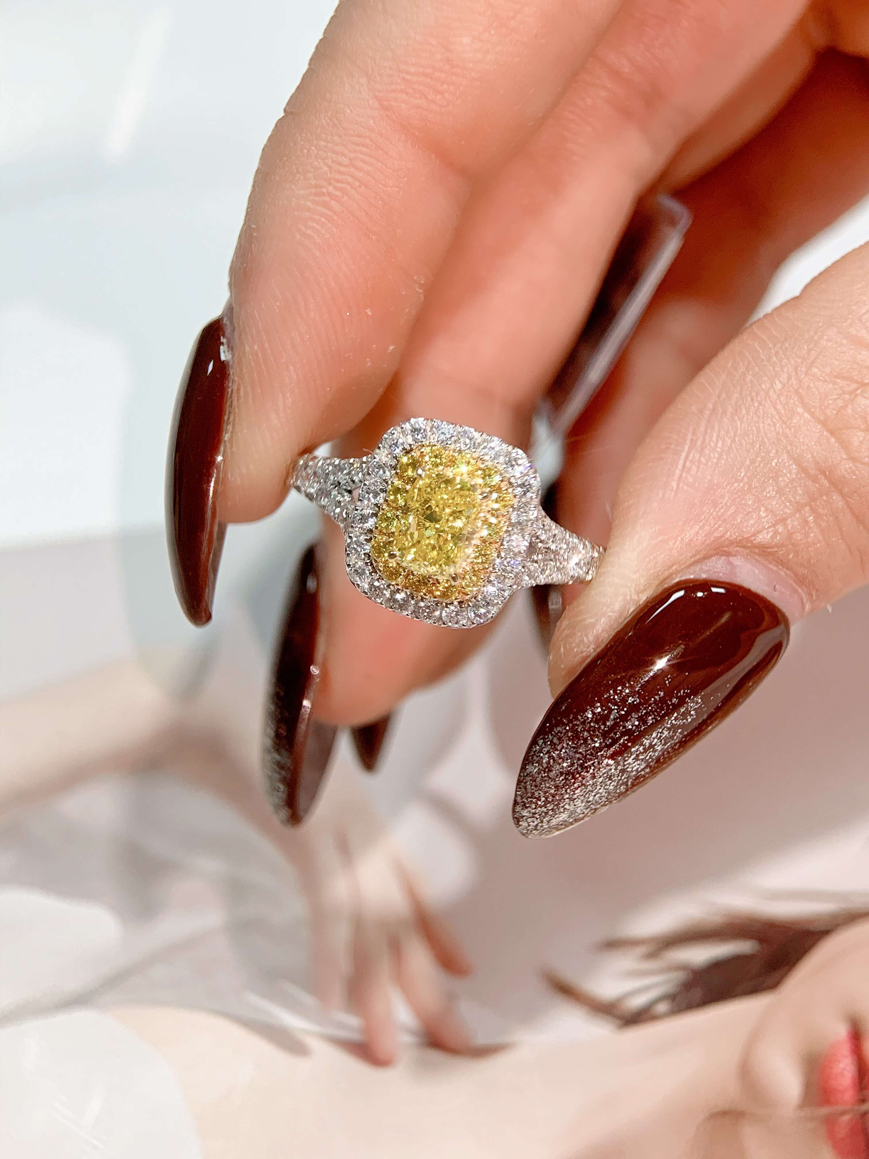 Cushion Cut Lab Produced Diamond Halo Design 14K Green Gold Plated Modern Glamorous Engagement Ring Women Gift Ring