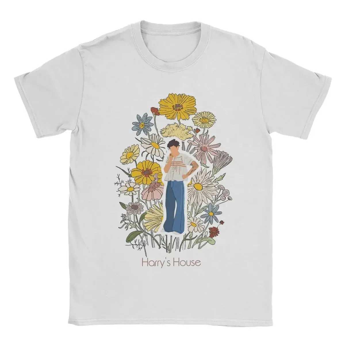 Short Sleeve Clothes Summer Men Pure Cotton Vintage T-Shirt O Neck Tee Shirt Harrys Style Fruit Man With Flowers T Shirt 2024 W250607