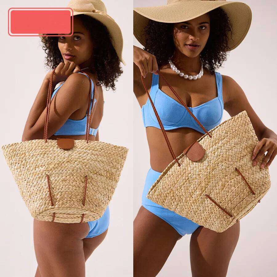 New Fashion Handheld Bag Large Capacity Women Shoulder Straw Woven Handbags Hand-Woven Tote Beach Bags Designer Brand Purse
