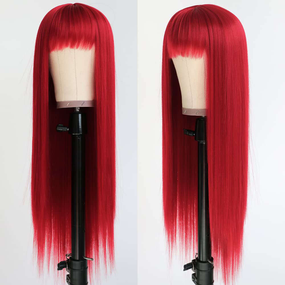 Women's Cosplay Colorful Bangs Long Straight Synthetic Hair Wig Cap