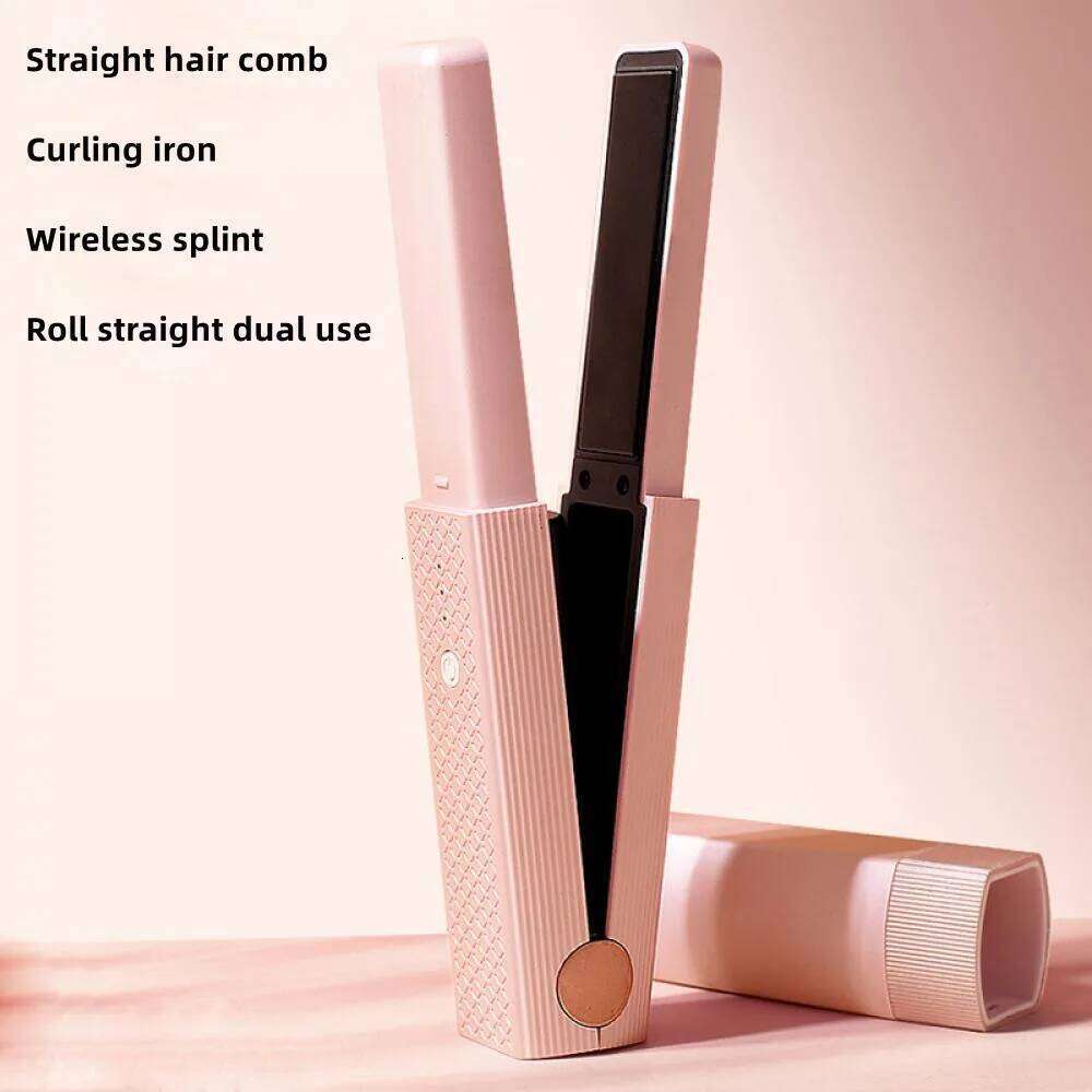 Mini Straightener Automatic Curler Portable Flat Dry Curling Iron USB Rechargeable Wireless Ceramic Hair Styling Tools