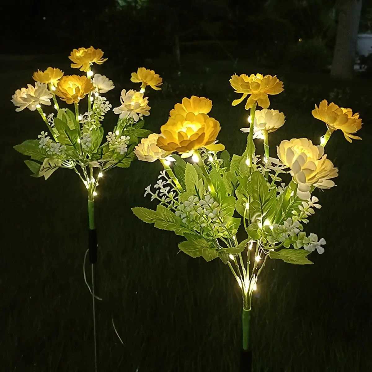 Solar LED Lights Snow Lotus Flower Lawn Lamp IP65 Outdoor Waterproof For Yard Patio Garden Decoration Flower Holiday Party Lamp W250607